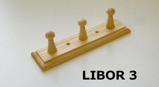 LIBOR 3 - dřevěný věšák -  3 kolíčky - broušený