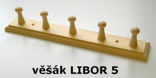 LIBOR 5 - dřevěný věšák -  5 kolíčků - broušený
